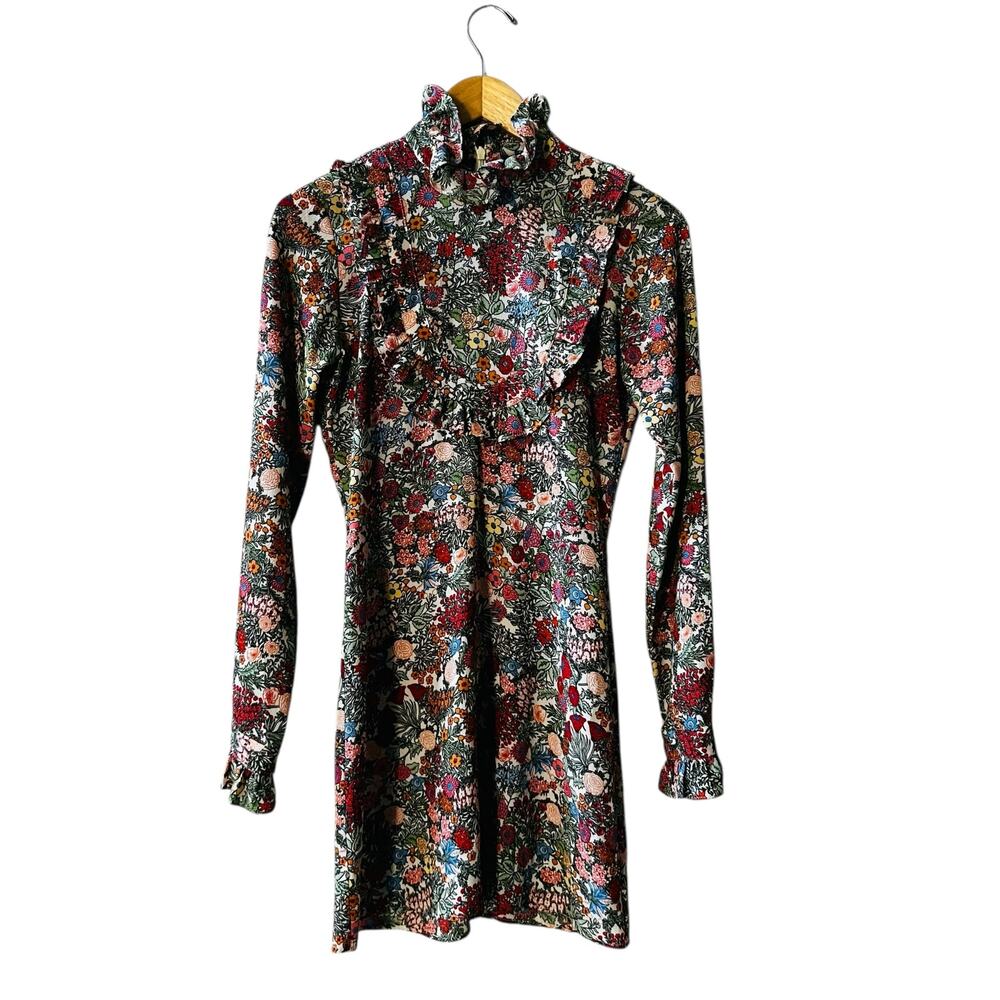Topshop Floral Multicolor Long Sleeve Dress Size 2